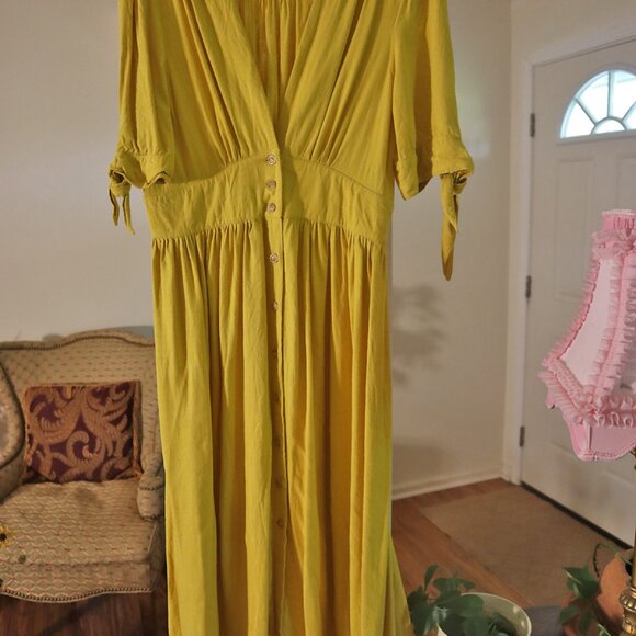 Classic Button Down V-Front Linen Dress - Picture 5 of 7